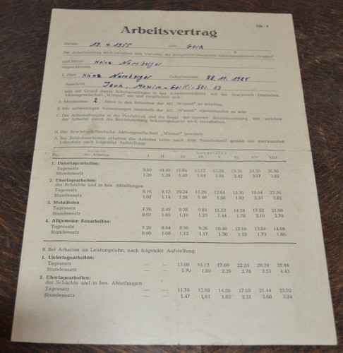 Orig arbeitsvertrag 1955 sdag - 1955,